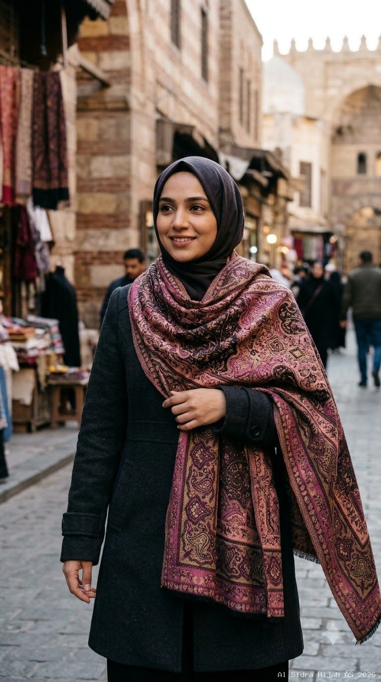 Pashmina shawl in Mauve & Charcoal