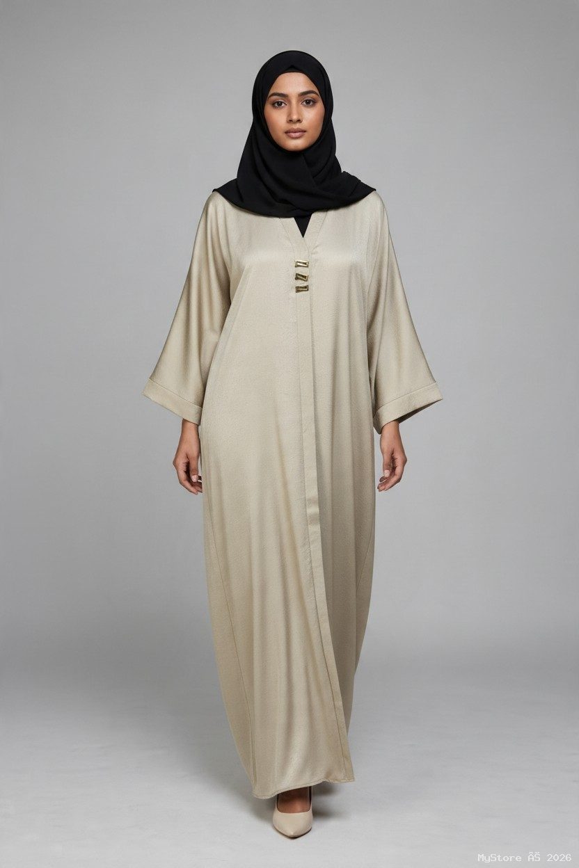 Elegant Olive Green Front-Open Abaya (Marble Shine Fabric) alternate