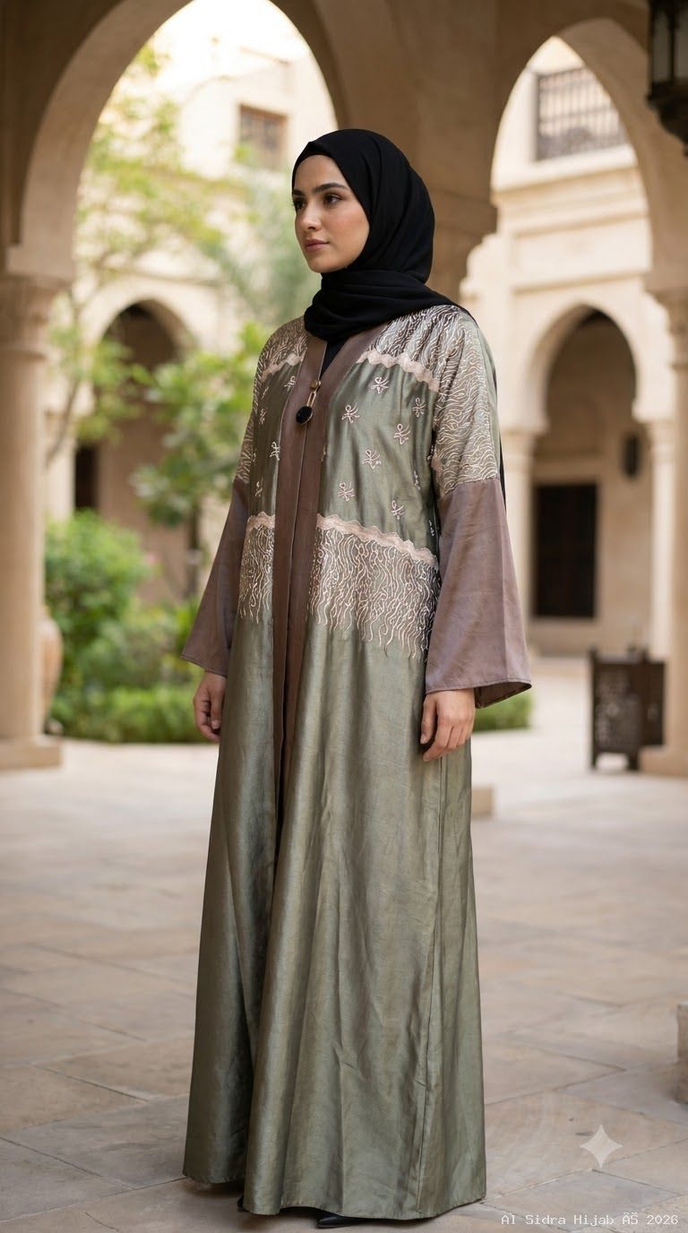 Marble Shine Embroidered Closed Abaya