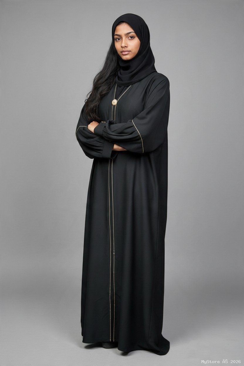 Elegant Black Abaya in Rich Prada Fabric alternate