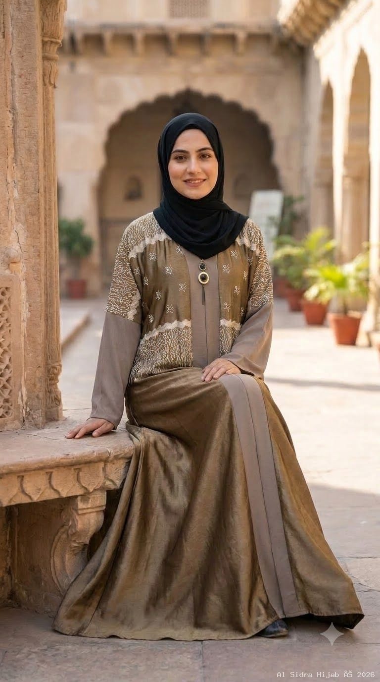 Marble Shine Embroidered Closed Abaya