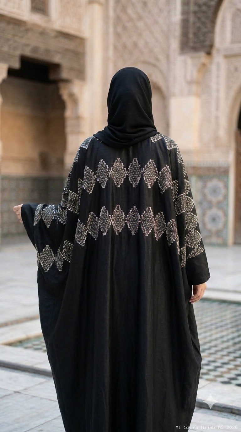 Elegant Imported Marble Shine Embroidery & Stonework Abaya
