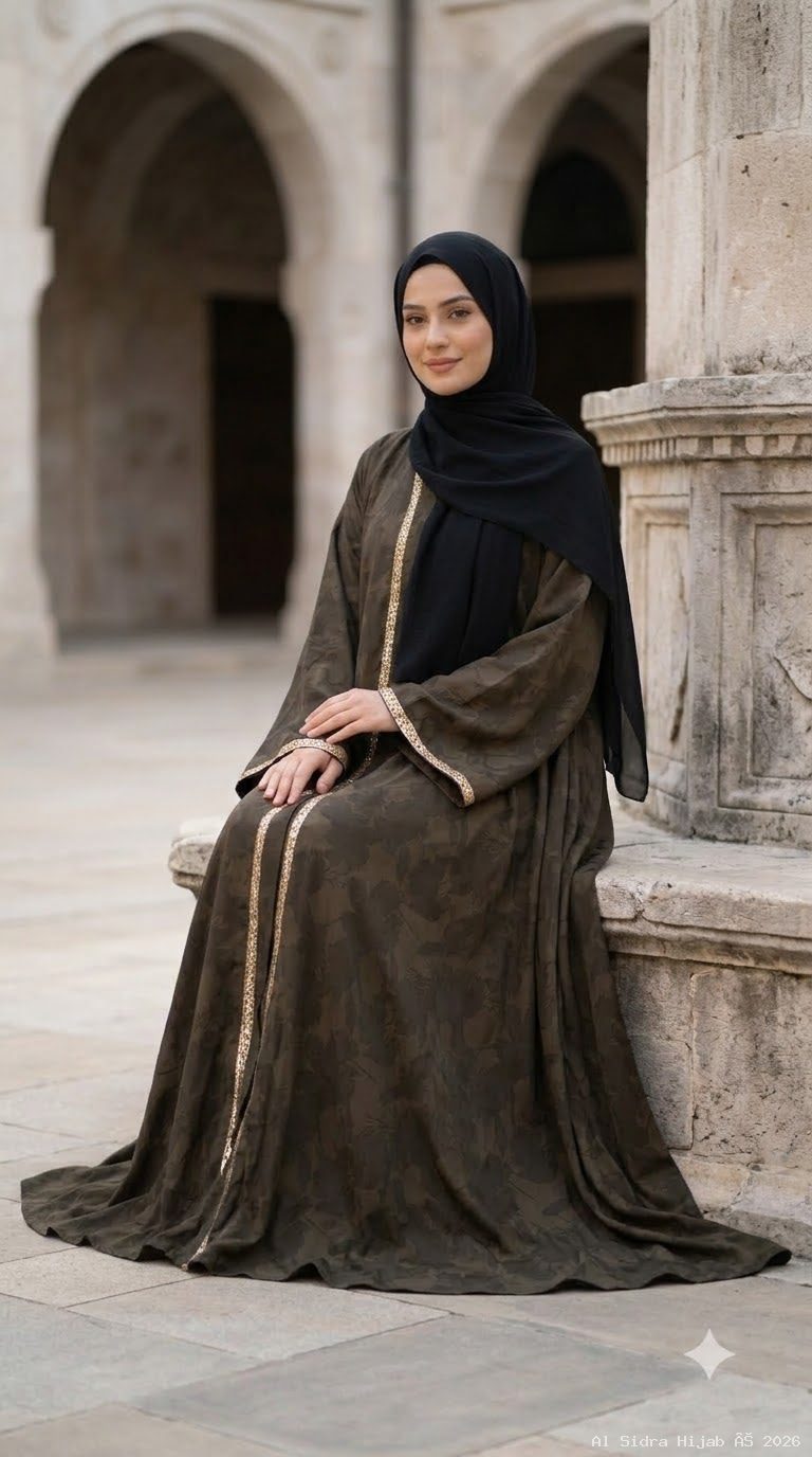 Imported Self-Texture Jacquard Abaya with 200" Round Flare (Ghera)