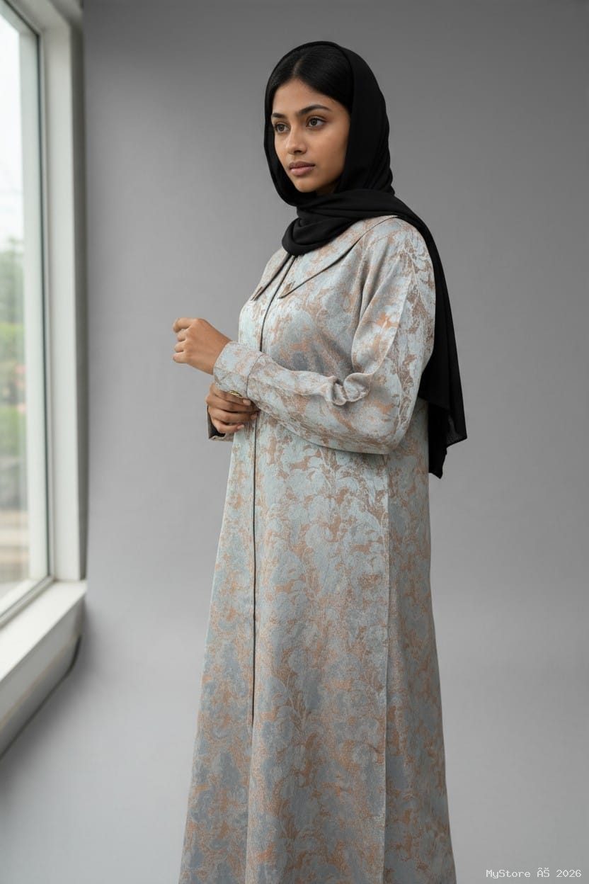 Modern Soft Imported SR Print Front-Zip Abaya alternate