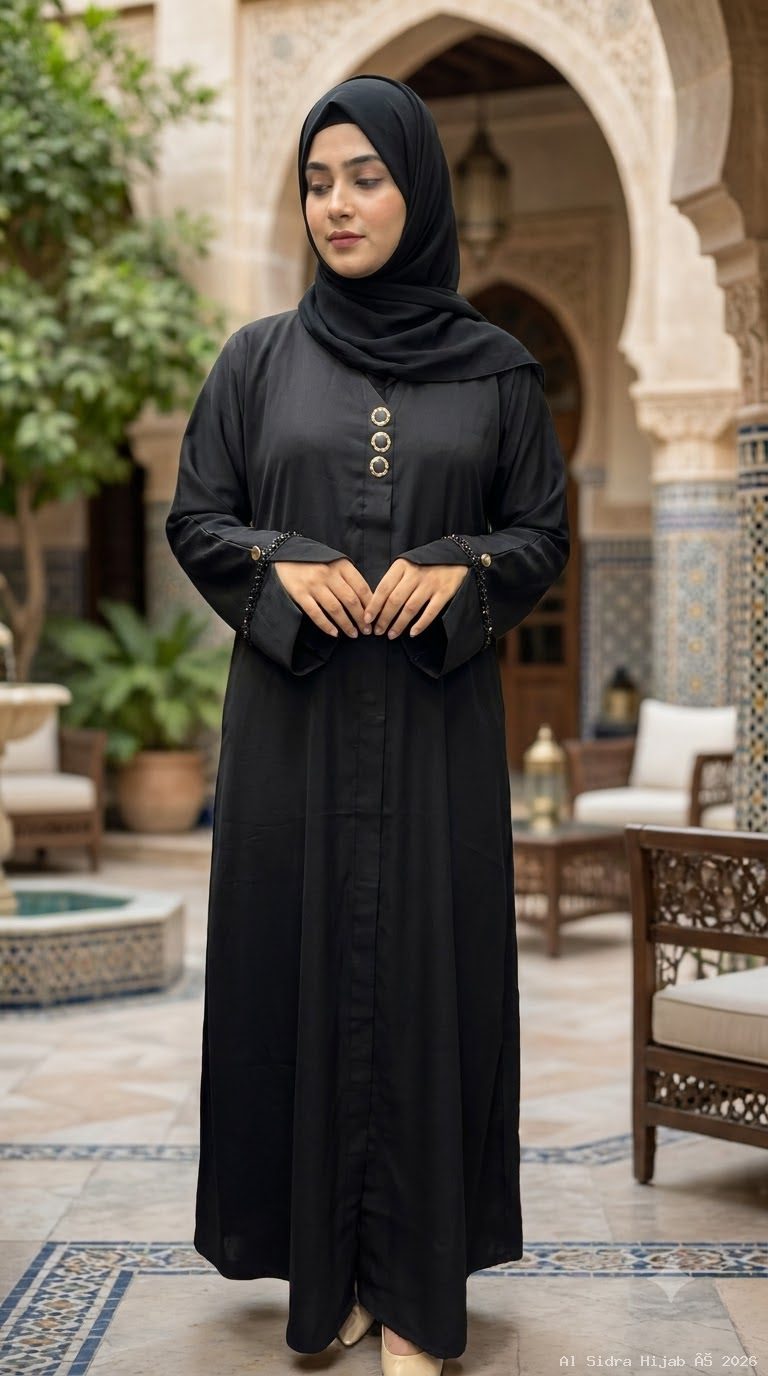 Elegant Front-Open TikTok Fabric Abaya Without Dupatta