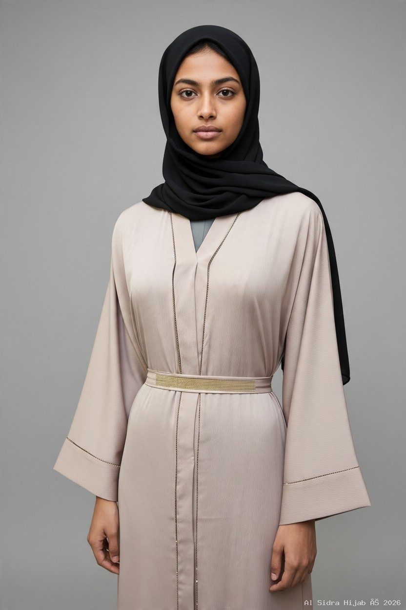 Tictok Fabric Belted Designer Abaya alternate