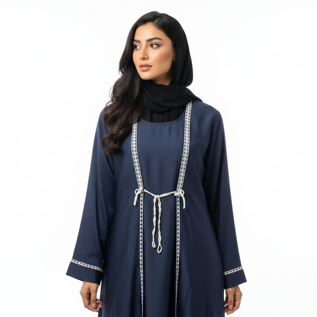 Premium Jet Black Embroidered & Patterned Abaya