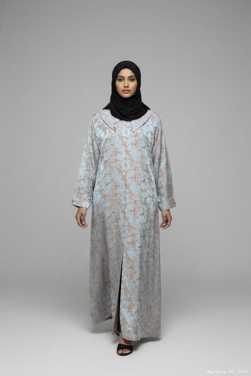Modern Soft Imported SR Print Front-Zip Abaya