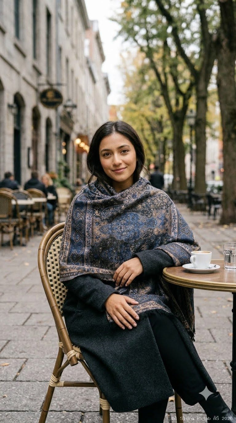 Pashmina shawl in Sapphire Blue & Antique Gold