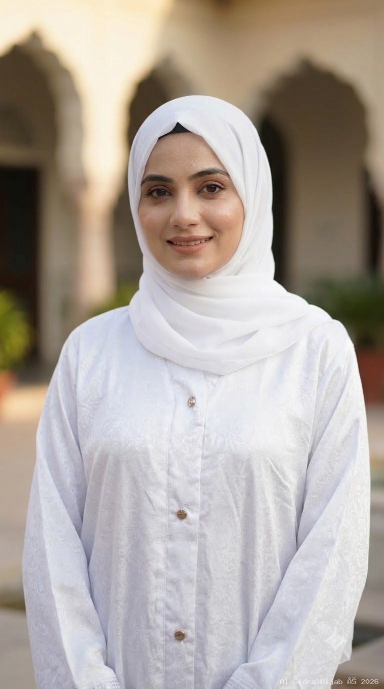 White Satin Front-Open Abaya with Button Detail & Textured Cuffs without dupatta