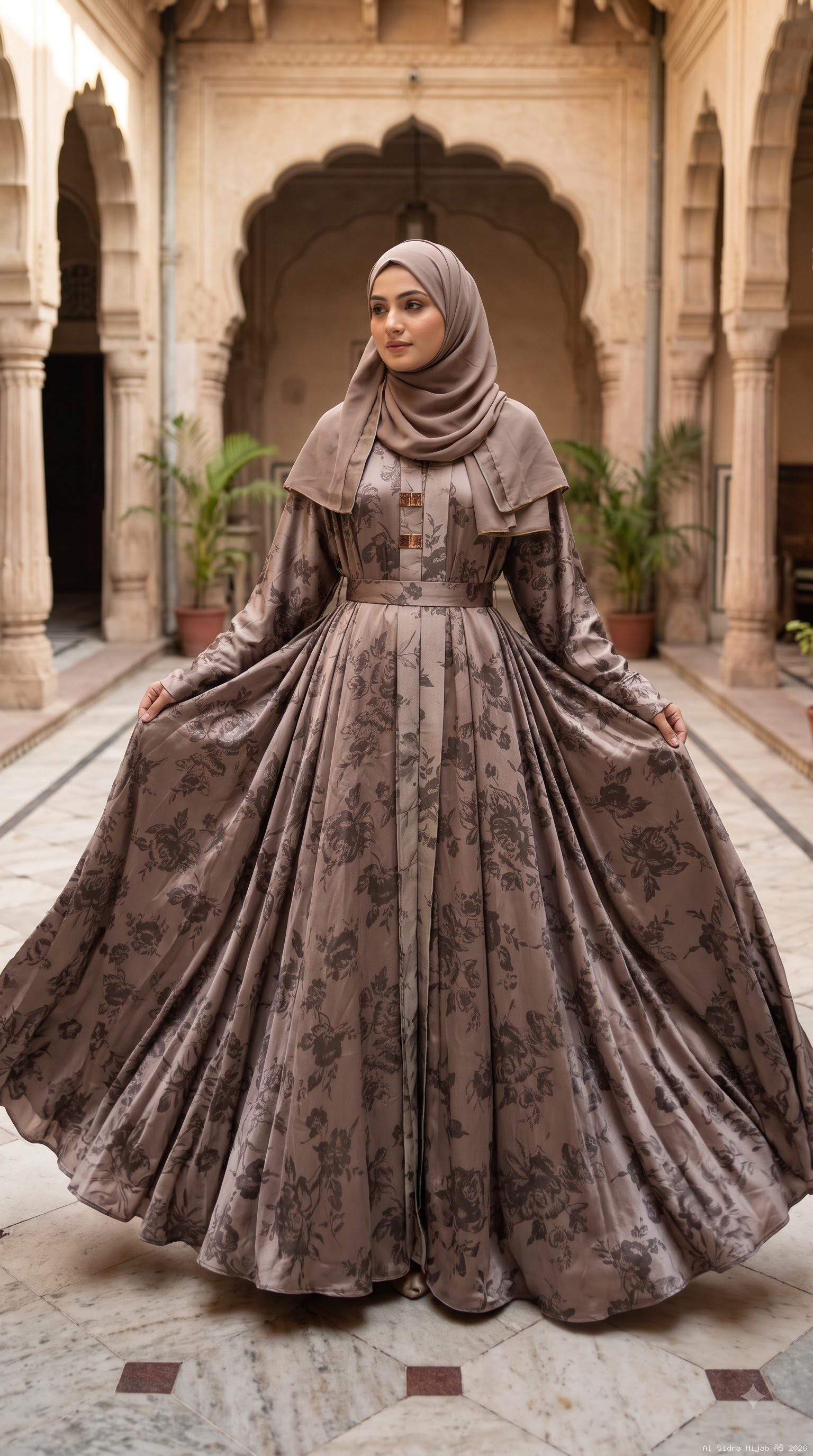 Premium Marble Print 200-Inch Flare Abaya alternate