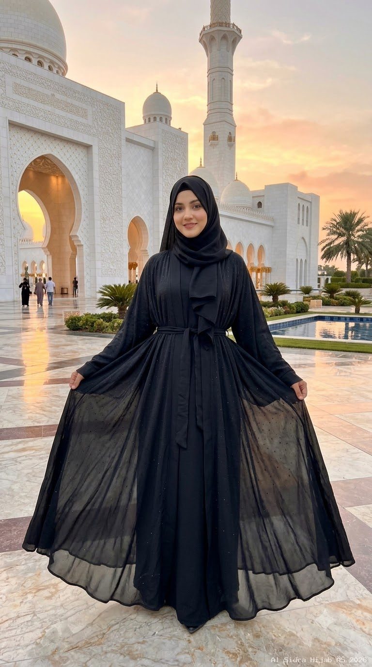 Premium Bab As Salam Fabric Shrug Abaya Set (4-Piece Set)